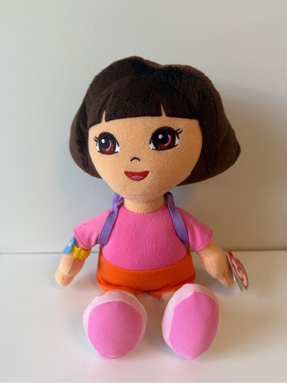 Ty Dora The Explorer Beanie Buddy With Backpack Plush Doll with Brown Hair 2013